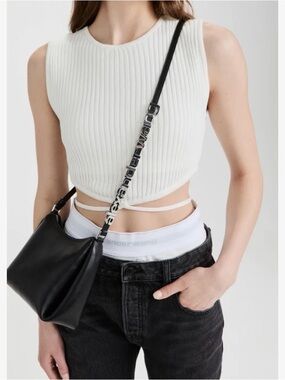 Alexander Wang Marquess Black Leather Crossbody with Branded Strap